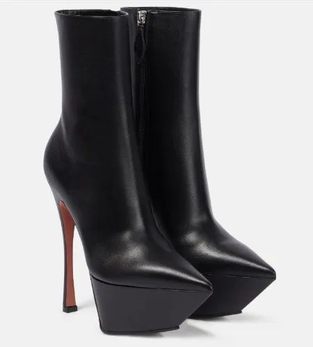 Yigit leather platform ankle boots in black - Amina Muaddi | Mytheresa