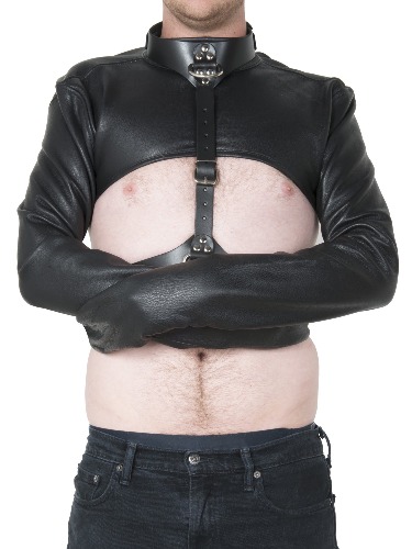 Leather Bolero Strait Jacket | Black / XL