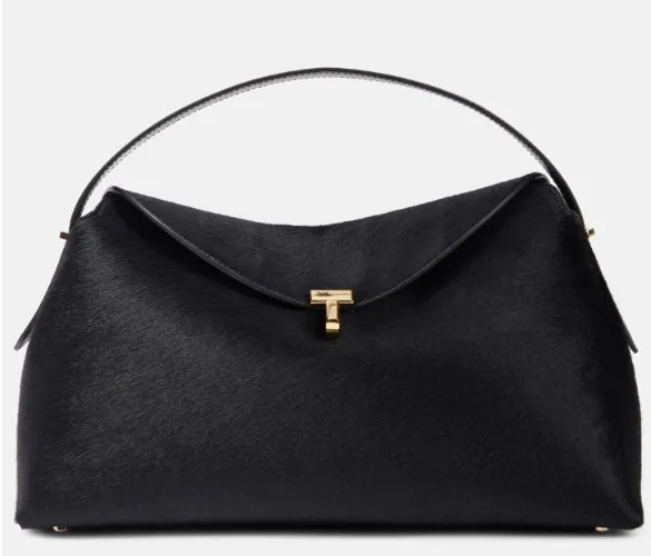 T-Lock calf hair tote bag in black - Toteme | Mytheresa