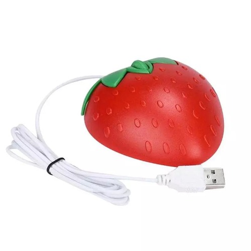 Cute Cartoon Red Strawberry Wired Mouse For Laptop Computer Gamer Girl - Red