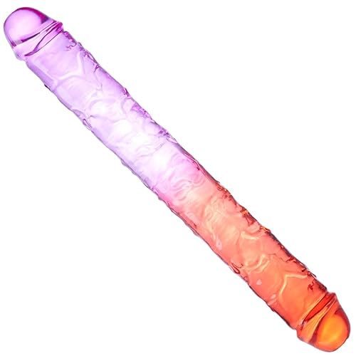 15 Inch Double Ended Realistic Dildo Anal Long Soft Dildos for Lesbian, Anal Butt Plug Flexible Gradient Jelly Sex Toys Dildos for Men Women Couple OLDCACGO