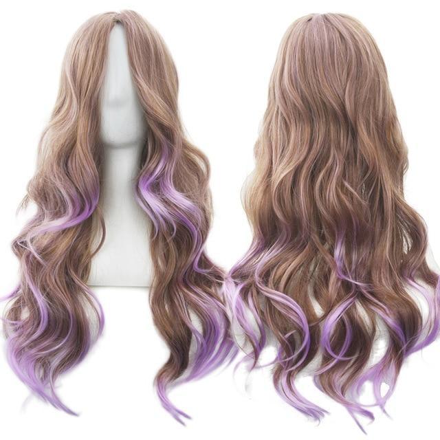 Long Cotton Candy Wig - Brown & Purple