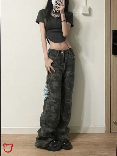 'Hunted' Harajuku Green Cargo Pants - Pic / S