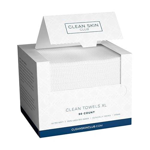 Clean Skin Club Clean Towels XL, 100% USDA Biobased Dermatologist Approved Face Towel, Disposable Clinically Tested Face Towelette, Facial Washcloth, Makeup Remover Dry Wipes, 100 ct, 2 pack - 100 Count (Most Popular!)