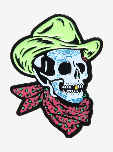 Punk Skeleton Cowboy Enamel Pin