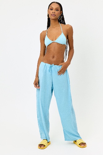 Michelle Low Rise Wide Leg Pants - Baby Blue | Baby Blue / L