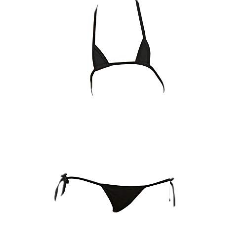 Micro Bikini Mini Triangle Bikini Japanese Lingerie with G-String - Medium - Black
