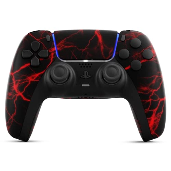 AimControllers Custom PRO Controller compatible with PS 5 Console & PC | Custommade Wireless Gaming Controller with 4 Back Remappable Paddles | Gaming Accessories Electronics (Red Storm)