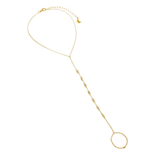 CZ Multi Embedded Bezel Hand Chain - Gold
