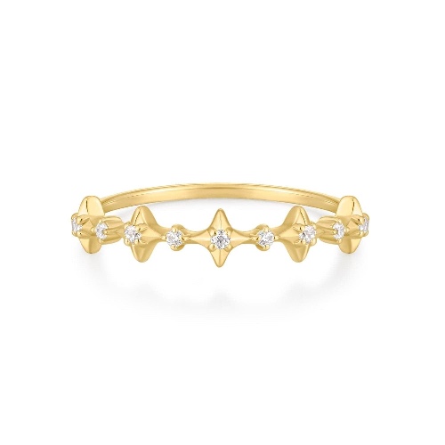 Twinkle Cz Ring - 14K Gold Plated Sterling Silver / 6