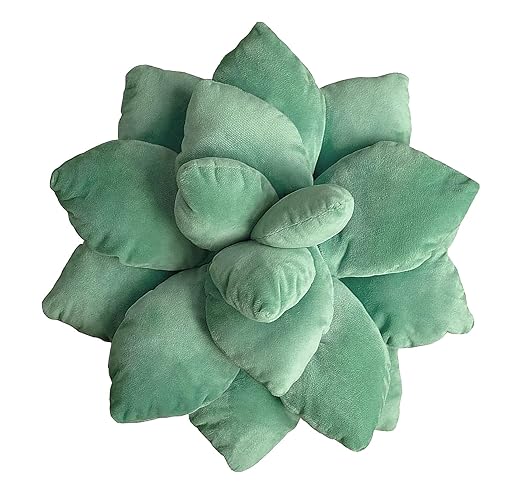 TADESES 3D Succulent Pillow,Cute Pillows,Leaf Pillow,Decorative Throw Pillow,Gifts for Succulent Lovers Or Kids (16 inches, Dark Green) - 16 inches - Dark Green
