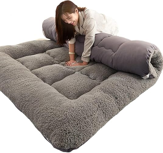Mattresses Thicken Floor Mattress Soft Folding Portable Mattress Double Single Japanese Futons, Japanese Tatami Roll Mat Foldable Queen Mattress,Gray-180 * 200cm 200*220 90*200 (200*220cm) - 200*220cm