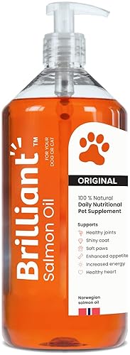 Hofseth Biocare Brilliant Salmon Oil for Dogs, Cats, Puppy, Horse, Ferret & Pets - Pure Omega 3, 6 & 9 Fish Oil Food Supplement | Treats Itchy Skin, Joint Care, Heart Health & Natural Coat (1 Litre) - 1000 ml