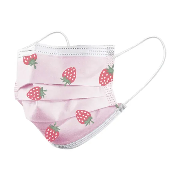Fashion 3-layers For Adult, Fabric Breathable Strawberry printed Disposable Face Bandanas 3 Ply Non-Woven Face Protection