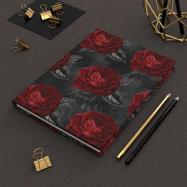 Beautiful Gothic Red Roses Aesthetic Journal | Pretty Witchy Notebook | Gift Ideas | Blank Diary | Teacher Gifts | Floral | Lilith Moon