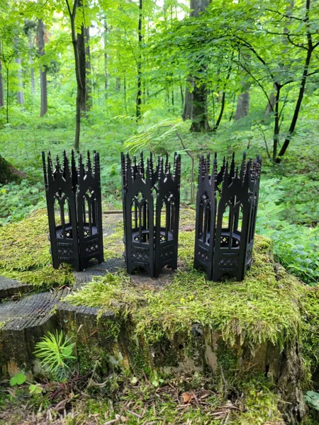 Miniature Gothic Tealight Holder, Set of three tealight stands, Gothic tealight stand (flameless tealights only!)