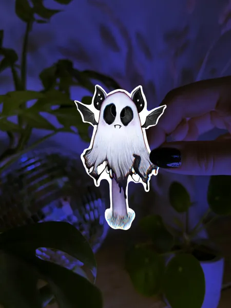 Whimsical Mushroom Bat Vinyl Sticker | Magical Fungal Creature Decal for Laptops, Water Bottles, and Crafts | Pastel | Witchy Gift