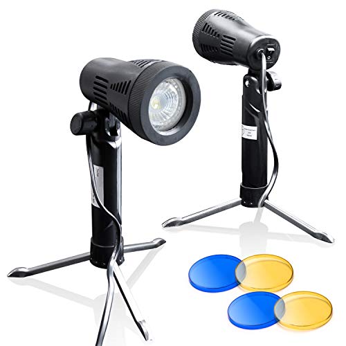 LimoStudio 2 Sets Photography Continuous 5500K LED Portable Light Lamp for Table Top Studio with Color Filters, Photography Photo Studio, AGG1501 - 2PACK