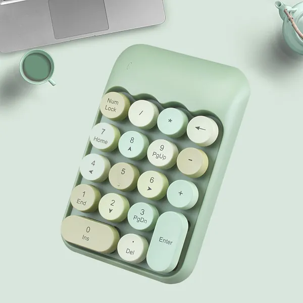 Pastel Cute Wireless Numeric Keypad USB Mini Number Keyboard Kawaii Desk Decor - Green