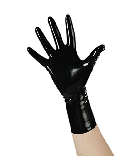 EXLATEX Rubber Secrets Short Latex Mixed Toes Wrist Gloves - L-Wrist around-18cm - Black