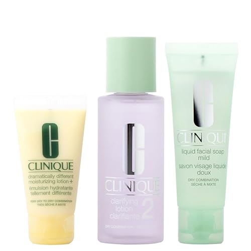 Clinique - System in 3 Stages Intro Kit 2 - Liquid Facial Soap + Clarifying Lotion + Dramatically Different Moisturizing Gel BOXED GIFT SET for Normal to Dry Skin