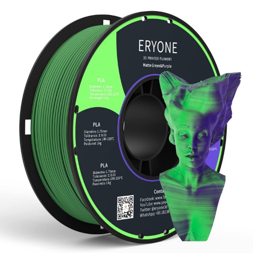 ERYONE Matte Dual-Color Filament 1.75mm, PLA Matte for 3D Printing Materials 1kg Spool (2.2lbs), Dimensional Accuracy +/- 0.03 mm Green&Purple - Matte Green&Purple