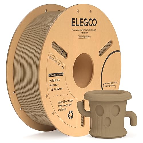 ELEGOO PLA+ Filament 1.75mm Wood Colour 1KG, PLA Plus Tougher and Stronger 3D Printer Filament, Dimensional Accuracy +/- 0.02mm, 1kg Cardboard Spool(2.2lbs) for Most FDM 3D Printers - Wood Colour - 1KG
