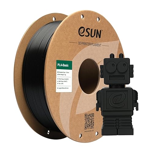 eSUN PLA Filament 1.75mm, PLA Basic 3D Printer Filament Dimensional Accuracy +/- 0.05mm, 1KG Spool (2.2 LBS) Speedy PLA Filament for 3D Printers,Black - 1KG - Black
