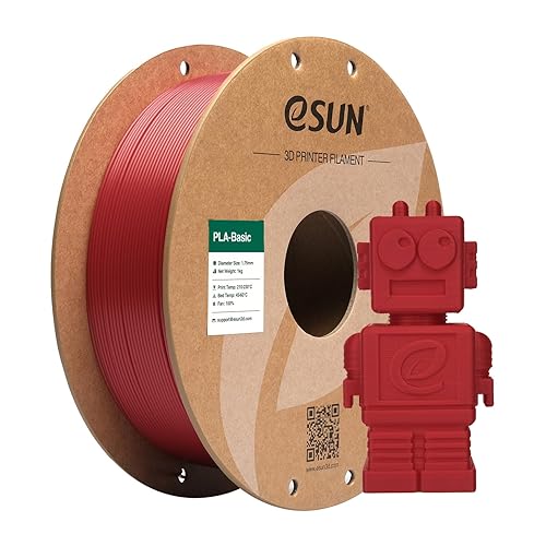 eSUN PLA Filament 1.75mm, PLA Basic 3D Printer Filament Dimensional Accuracy +/- 0.05mm, 1KG Spool (2.2 LBS) Speedy PLA Filament for 3D Printers,Fire Engine Red - 1KG - Fire Engine Red