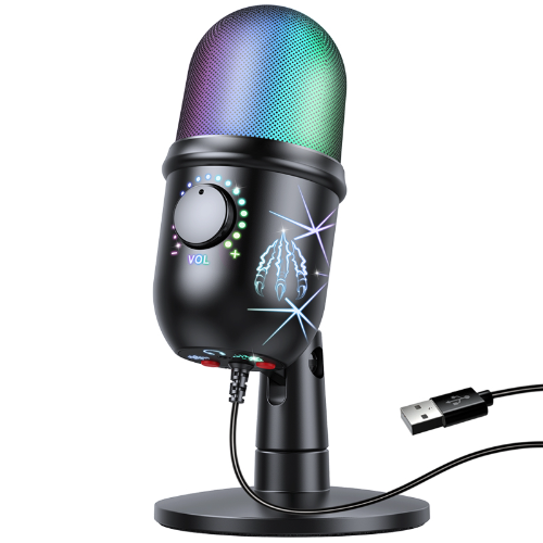 [🇵🇭 Stock&COD] RGB Mic USB Microphone Condenser With Noise Reduction Mute Button Professional Vocals Streams Mic Recording Studio For Living YouTube Video Gaming