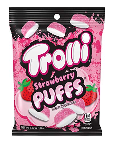 Trolli Strawberry Puffs Gummy Candy, 4.25 Ounce (Pack of 12) - Strawberry Puffs - 4.25oz, Pack of 12