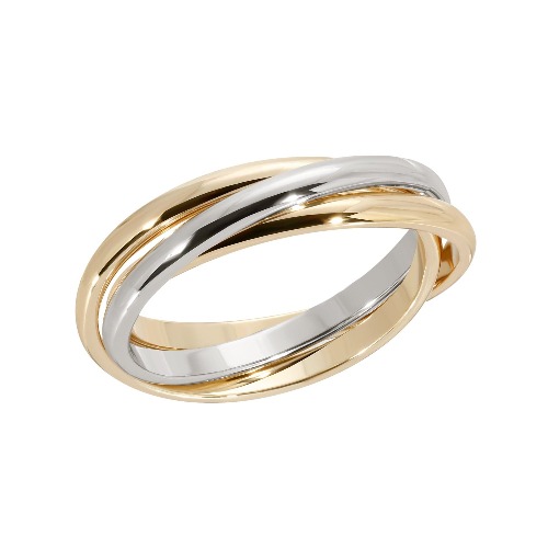 Two Toned Triple Domed Roll Ring - 6 / Gold & Silver