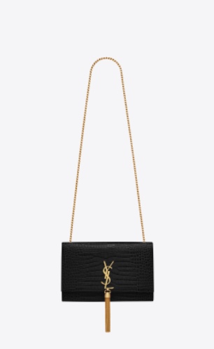 kate medium tassel in crocodile-embossed leather