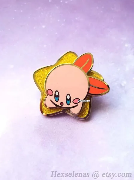 Kirby Spinning Enamel Pin