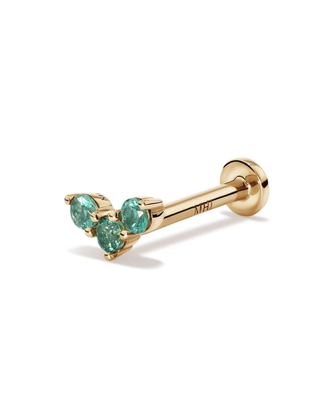 Emerald Gemstone Helix Stud Earring in 10kt Yellow Gold