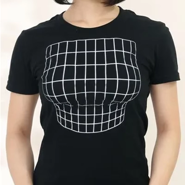 Y2k Increase Boobs Optical Illusion Women T Shirt 3d Printed Funny Tshirt Cotton Graphic Tee Womens Clothing 90s Gothi Clothes - AliExpress 