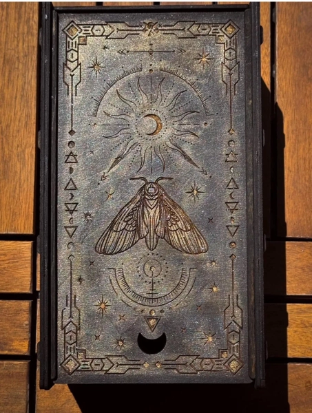 Large Tarot Box Storage, 6 Deck Holder Handmade Wood, Pagan, Winter Solstice Gift, large moth storage box, witchy gift, Valentine's Day gift