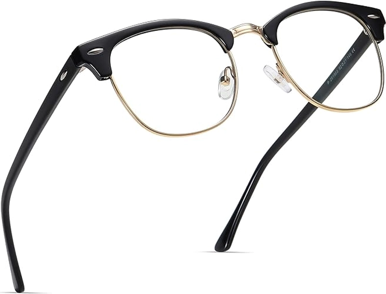 AOMASTE Blue Light Blocking Glasses Vintage Half Frame UV Clear Lens Anti Eyestrain Computer Gaming Glasses for Men Women