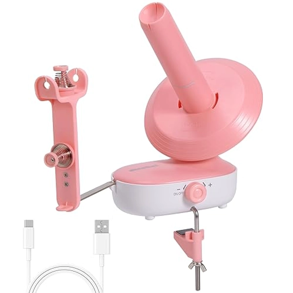 Etcokei Yarn Winder Pro, Electric Yarn Ball Winder for Crocheting, Upgrade Dual-Spring Tension 10oz Large Capacity, Stepless Speed Automatic Yarn Winder Wool Spinner Roller for Crochet Lovers