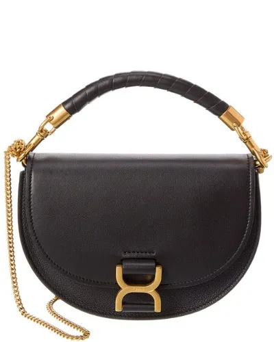 Marcie Chain Shiny Leather Top Handle Bag