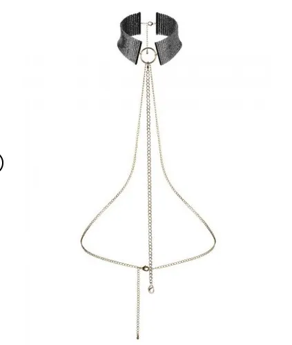 Elegancka obroża ze złotym łańcuszkiem