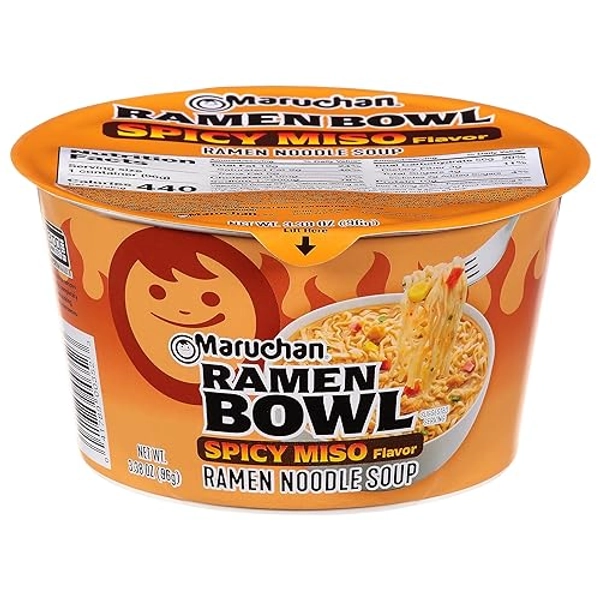 Maruchan Bowl Spicy Miso, Microwaveable Ramen Soup Mix, 3.38 Oz, 6 Count
