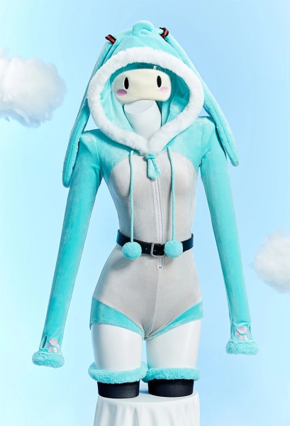 Vocal Derivative Sexy Lingerie Plush Homewear Fuffy Romper with Eye Mask and Socks