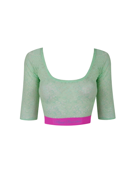 Cher Crop T-Shirt in Mint/Pink | By Agent Provocateur All Clothing