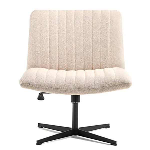 LEAGOO Armless Office Desk Chair, Fabric Padded, Height Adjustable Wide Seat, Mid Back Ergonomic, Computer Task Chair, Swivel Vanity Chair with No Wheels (Mixed Color)