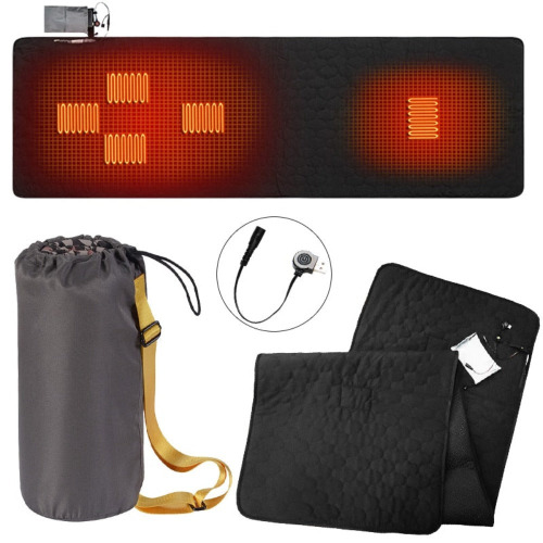 Portable USB Camping Outdoor Heated Sleeping Mat - Black