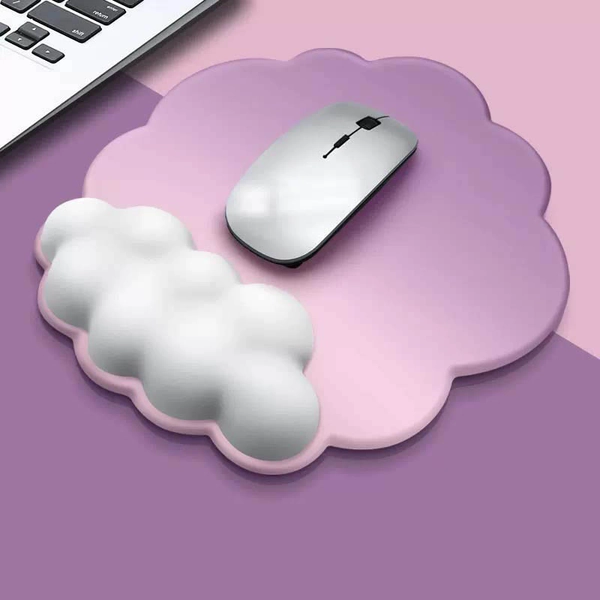 Cloud Mouse Pad with Wrist Support Cute Mousepad Wrist Rest - Purple