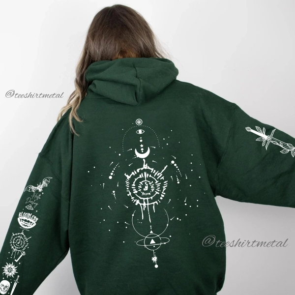 4-sided Astarion Hoodie, Baldurs Gate Hoodie with designs on front, back and both sleeves, BG3 hoodie, Astarion Approves