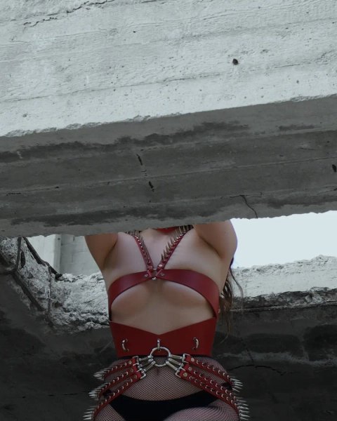 Leather Belt with D-rings and Spiked Straps "17472" - Spicerack Market