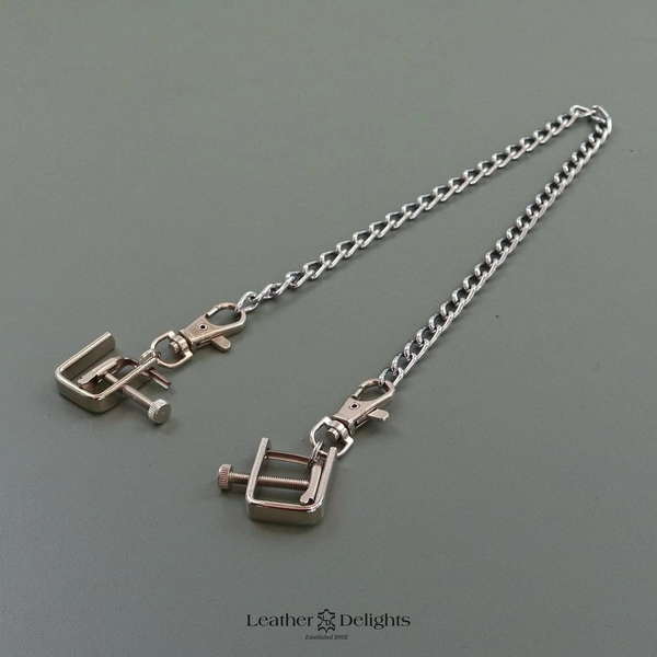Adjustable Hoffman Clamps with Detachable Chain - BDSM Sensory Play